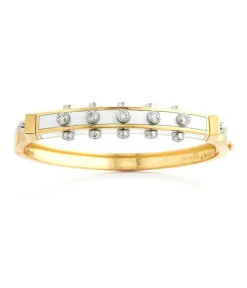 David Webb Bracelets*Studlette Bangle, White Enamel