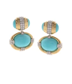 David Webb Earrings*Sunshine Earrings, Turquoise