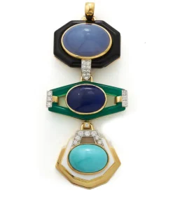 David Webb Pendants*Totem Pendant, Black Onyx, Lapis Lazuli, Turquoise