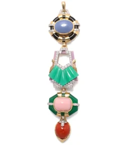 David Webb Pendants*Totem Pendant, Blue Chalcedony, Chrysoprase, Opal, Coral