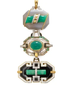 David Webb Pendants*Totem Pendant, Chrysoprase, Black Onyx, Jade