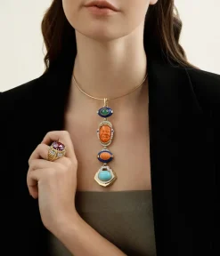 David Webb Pendants*Totem Pendant, Chrysoprase, Coral, Lapis Lazuli, Turquoise