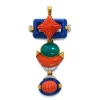 David Webb Pendants*Totem Pendant, Coral, Green Agate, Lapis Lazuli