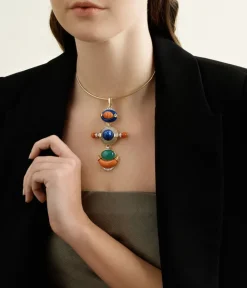 David Webb Necklaces*Totem Pendant, Coral, Lapis Lazuli, Chrysoprase