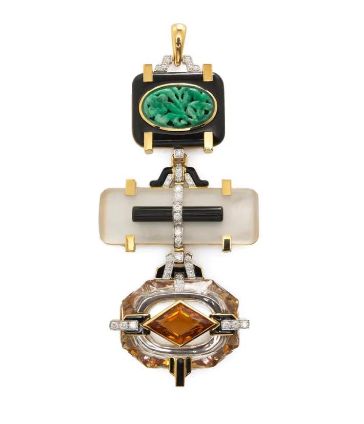 David Webb Pendants*Totem Pendant, Jade, Black Onyx, Citrine