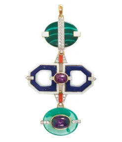 David Webb Pendants*Totem Pendant, Malachite, Lapis Lazuli, Chrysoprase