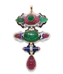 David Webb Pendants*Totem Pendant, Ruby, Emerald, Lapis Lazuli