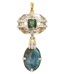 David Webb Pendants*Totem Pendant, Tourmaline, Rock Crystal, Labradorite