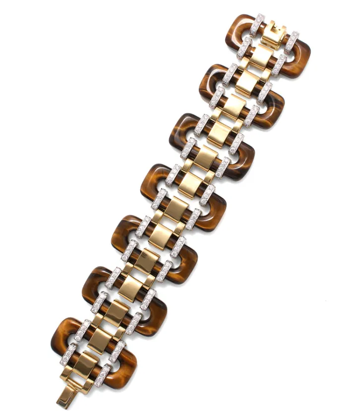 David Webb Bracelets*Tread Bracelet, Tiger's Eye