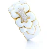David Webb Bracelets*Trefoil Cuff, White Enamel