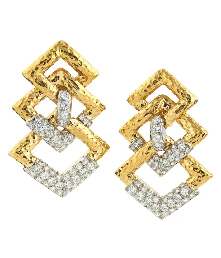 David Webb Earrings*Triple Link Earrings