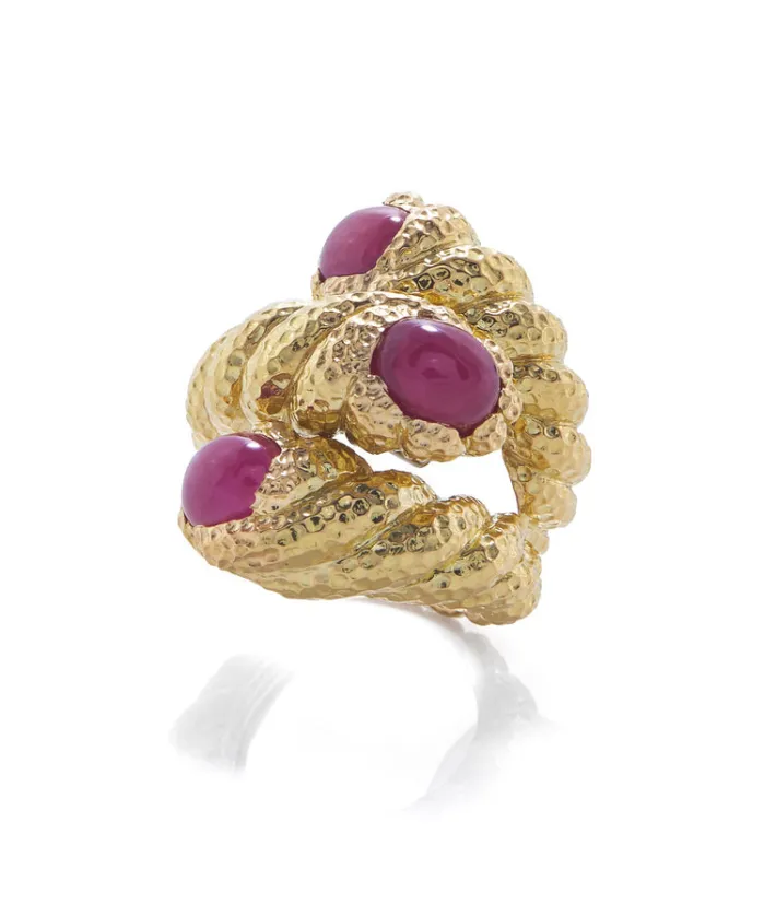 David Webb Rings*Triple Rope Ring, Ruby