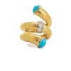 David Webb Rings*Turquoise Pipe Ring, Hammered 18K Gold