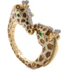David Webb Bracelets*Twin Giraffe Bracelet, Brown Enamel, Emerald