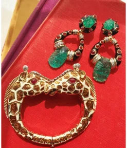 David Webb Bracelets*Twin Giraffe Bracelet, Brown Enamel, Ruby