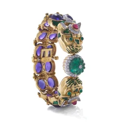 David Webb Bracelets*Twin Leopard Bracelet, Amethyst
