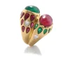 David Webb Rings*Twin Stone Strawberry Ring