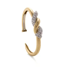 David Webb Bracelets*Two Tone, Diamond Twisted Nail Cuff, Hammered