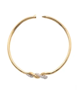 David Webb Necklaces*Two Tone, Diamond Twisted Nail Collar, Polished 18K Gold
