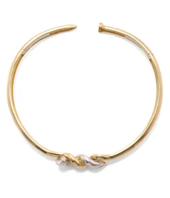 David Webb Necklaces*Two Tone Twisted Nail Collar, Polished 18K Gold