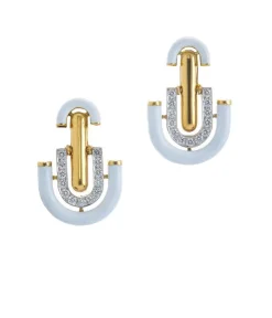 David Webb Earrings*Unity Earrings, White Enamel