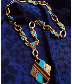 David Webb Necklaces*X' Necklace, Turquoise, Tiger's Eye