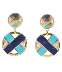 David Webb Earrings*XO Earrings, Lapis Lazuli, Turquoise