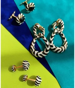 David Webb Cuff Links*Zebra Stripe Cuff Links