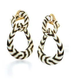 David Webb Earrings*Zebra Stripe Double Hoop Earrings