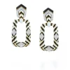 David Webb Earrings*Zebra Stripe Rectangular Mini-Hoop Earrings
